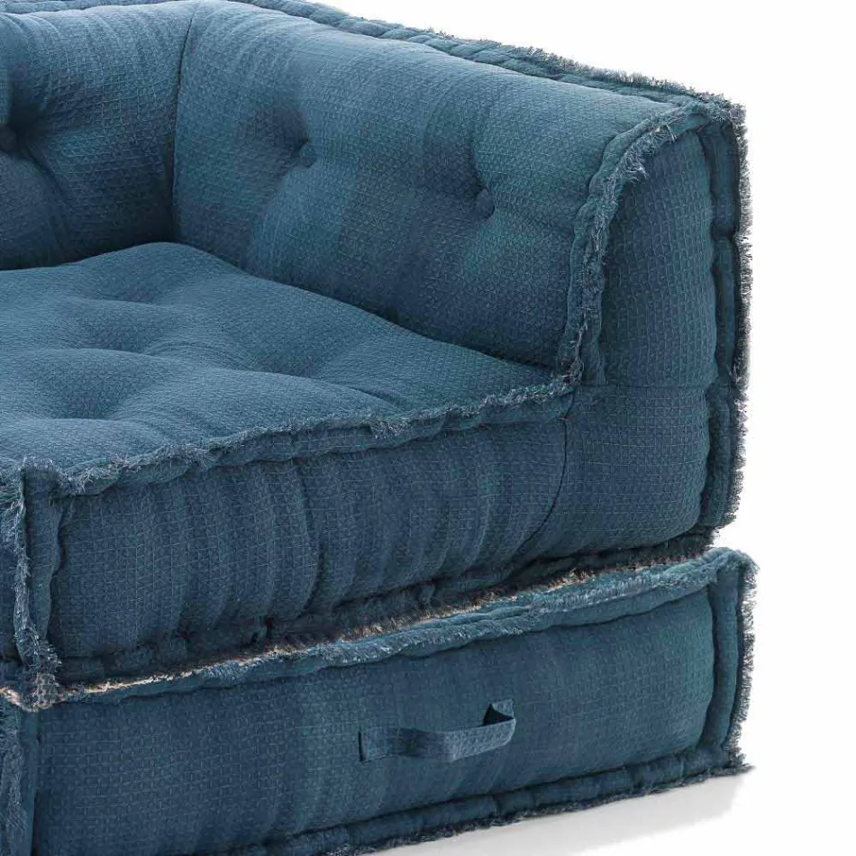Hoek Chaise Longue fauteuil in grijs, groen of blauw katoen - vezel Viadurini