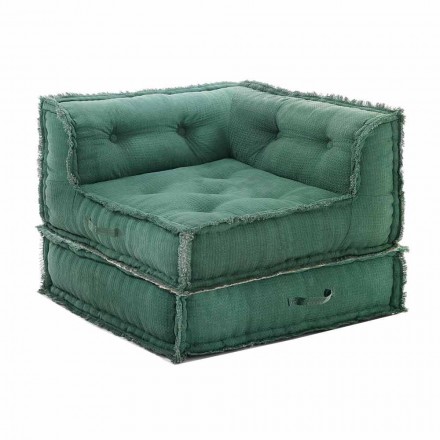 Hoek Chaise Longue fauteuil in grijs, groen of blauw katoen - vezel Viadurini