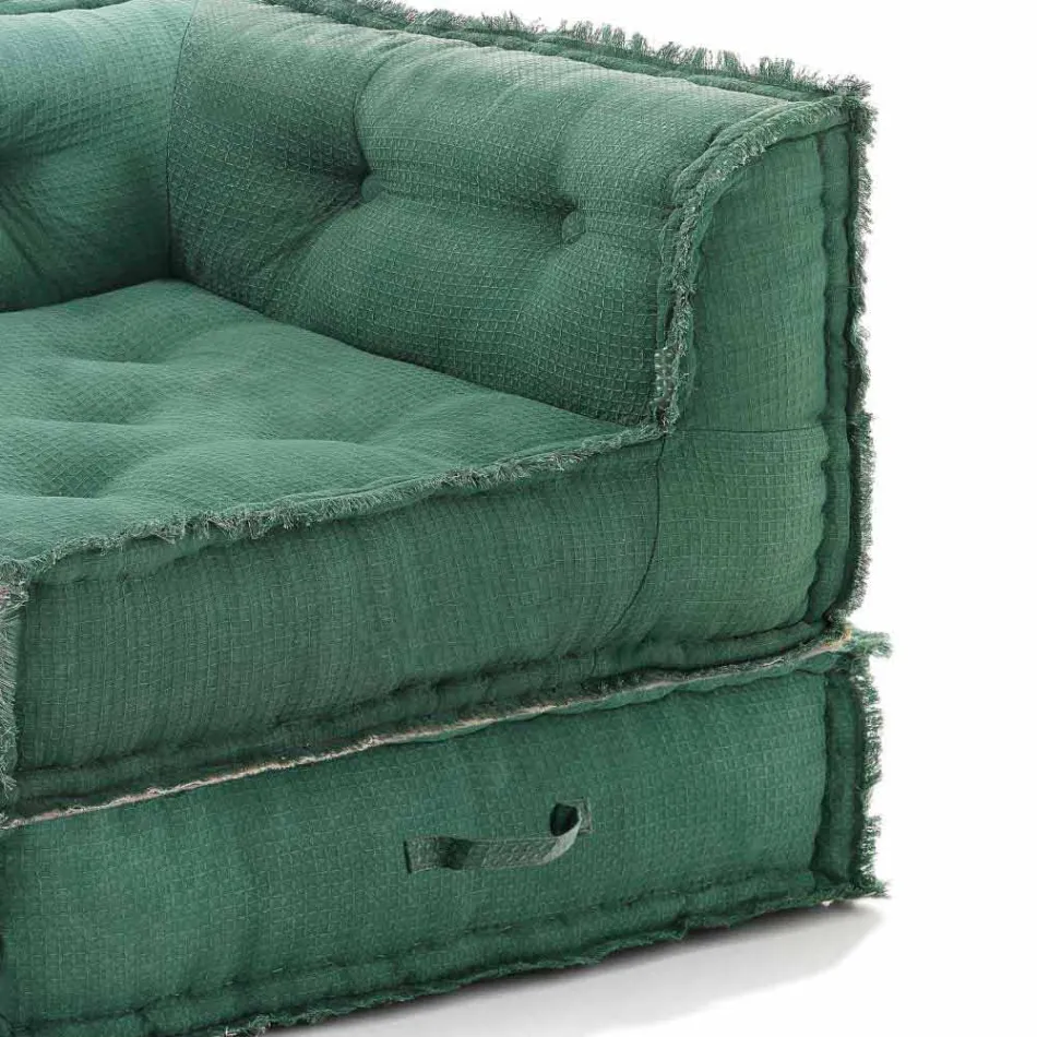 Hoek Chaise Longue fauteuil in grijs, groen of blauw katoen - vezel Viadurini