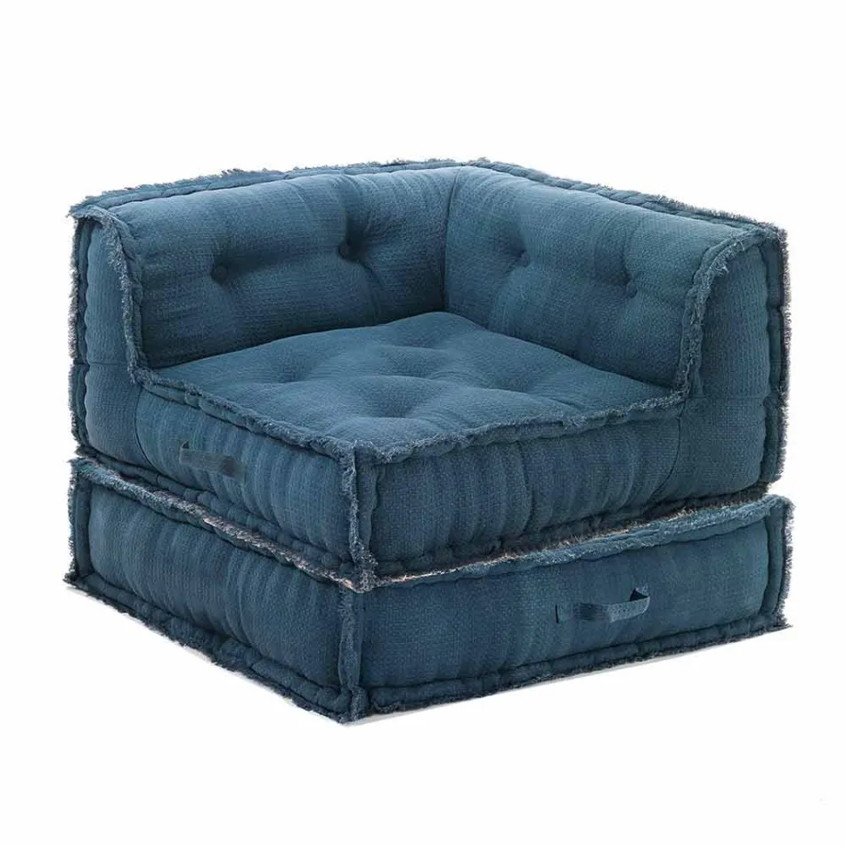 Hoek Chaise Longue fauteuil in grijs, groen of blauw katoen - vezel Viadurini