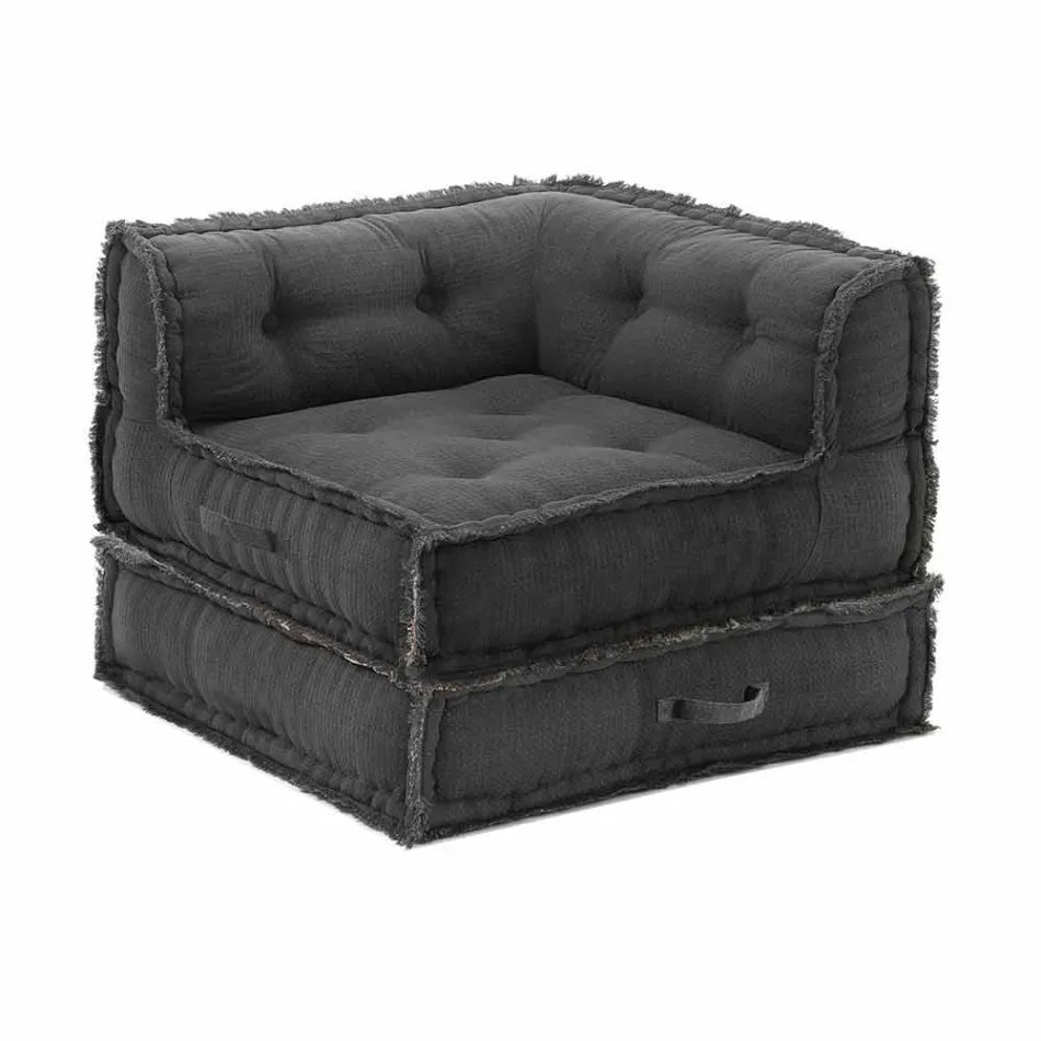 Hoek Chaise Longue fauteuil in grijs, groen of blauw katoen - vezel Viadurini