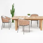 Buitenfauteuil in aluminium en handgeweven Olefil-stof - Reda Viadurini