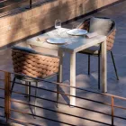 Buitenfauteuil in aluminium en handgeweven Olefil-stof - Reda Viadurini