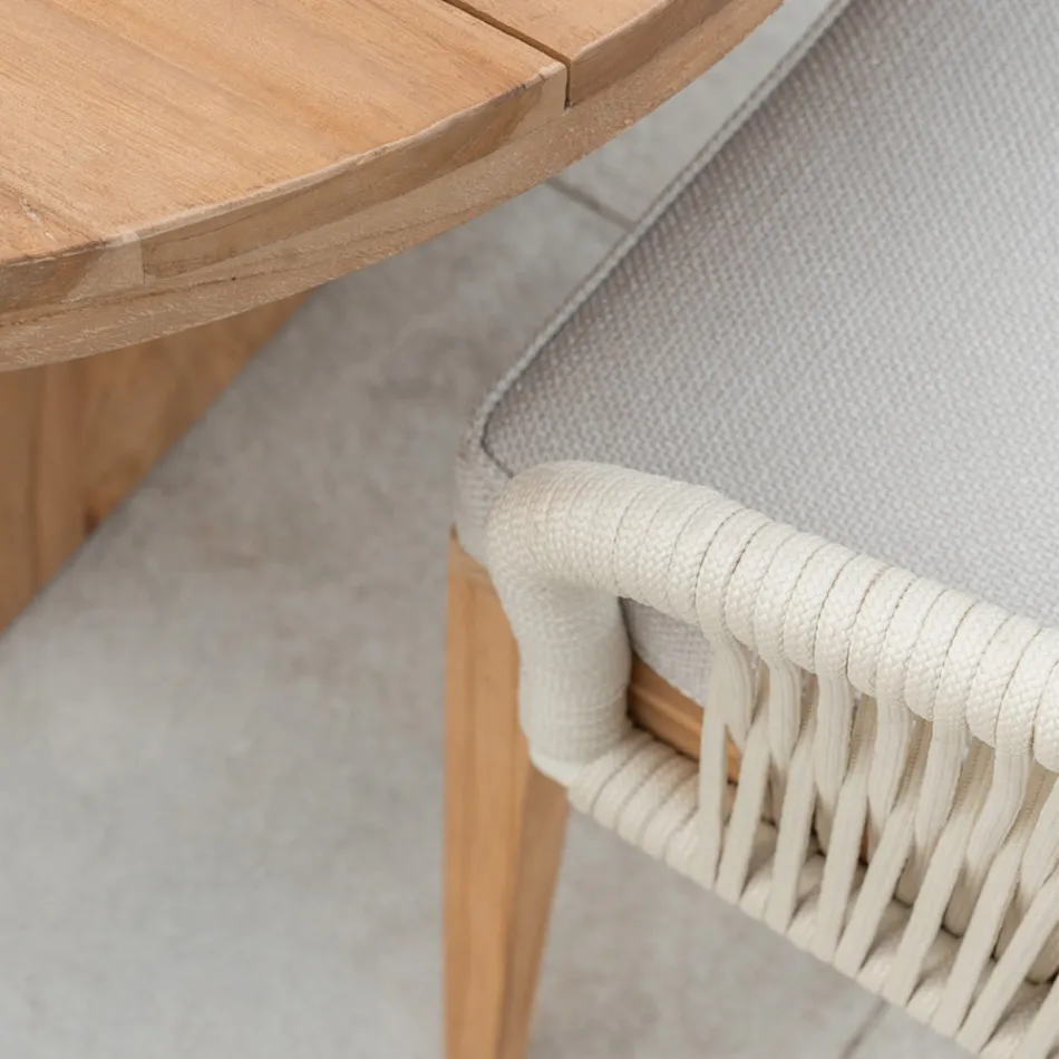 Buitenfauteuil in teak en polyethyleen geweven - Jhon Viadurini