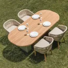 Buitenfauteuil in teak en polyethyleen geweven - Jhon Viadurini