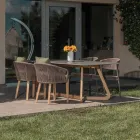 Buitenfauteuil in teak en polyethyleen geweven - Jhon Viadurini