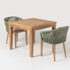Buitenfauteuil in teak en polyethyleen geweven - Jhon Viadurini