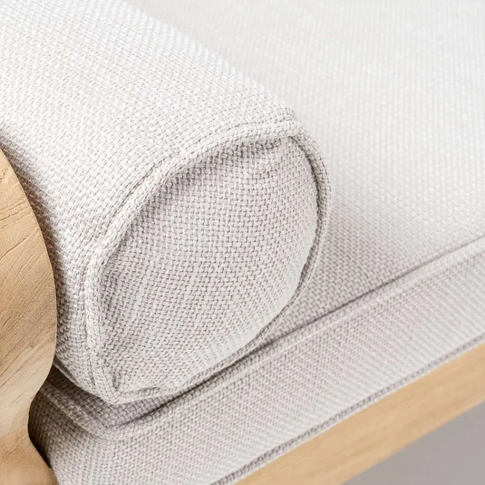 Teak en Geweven Polyethyleen Fauteuil voor Buiten met Kussen - Jhon Viadurini