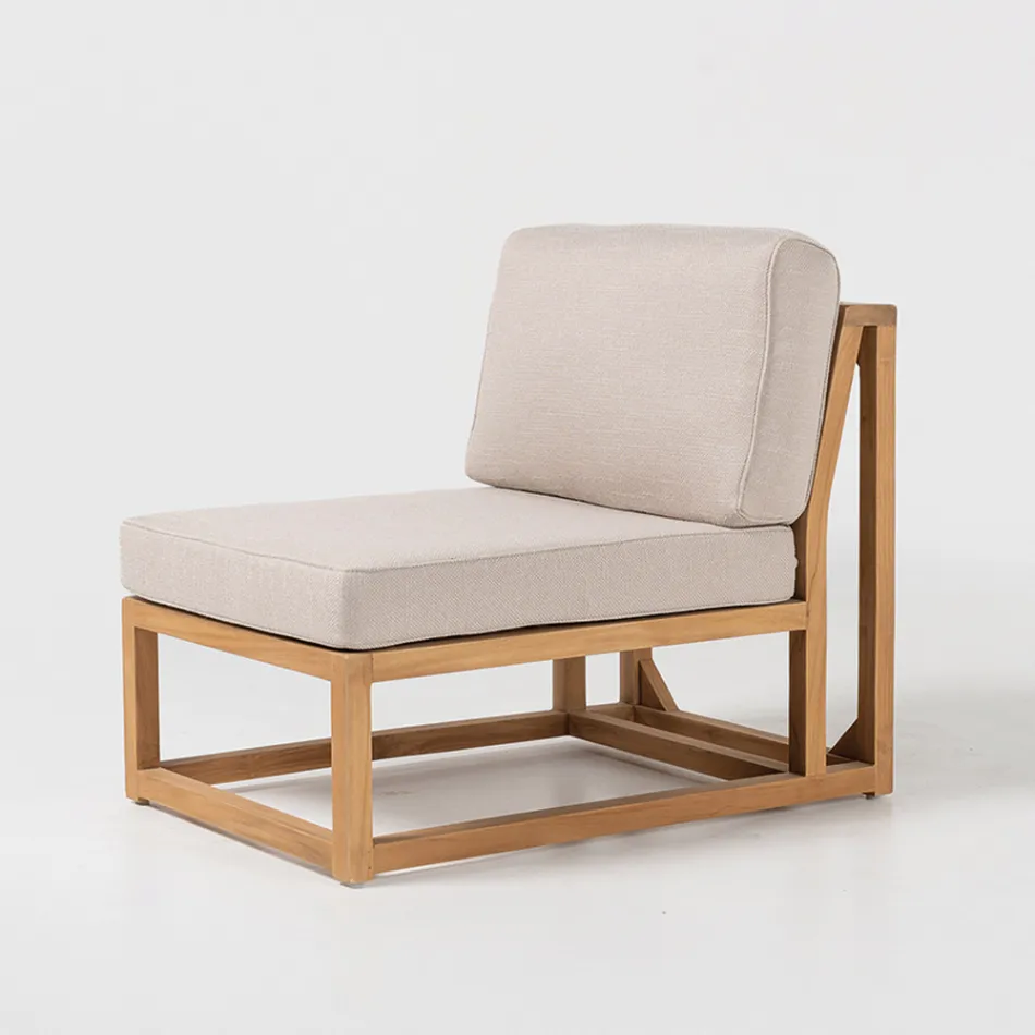 Buitenfauteuil in natuurlijk teakhout en kussens - Circe Viadurini