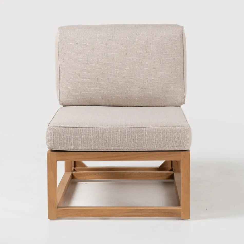 Buitenfauteuil in natuurlijk teakhout en kussens - Circe Viadurini