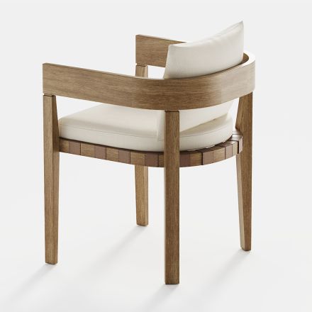 Outdoor fauteuil in stof en houten structuur Made in Italy - Briga Viadurini