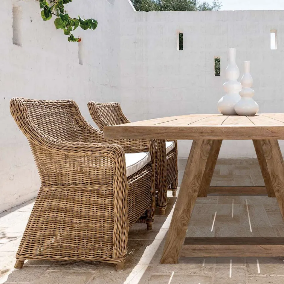 Tuinfauteuil van geweven synthetische vezels Made in Italy - Tillie Viadurini