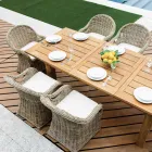 Tuinfauteuil gemaakt van hout en vezels in grijze Kubu - Lido Viadurini