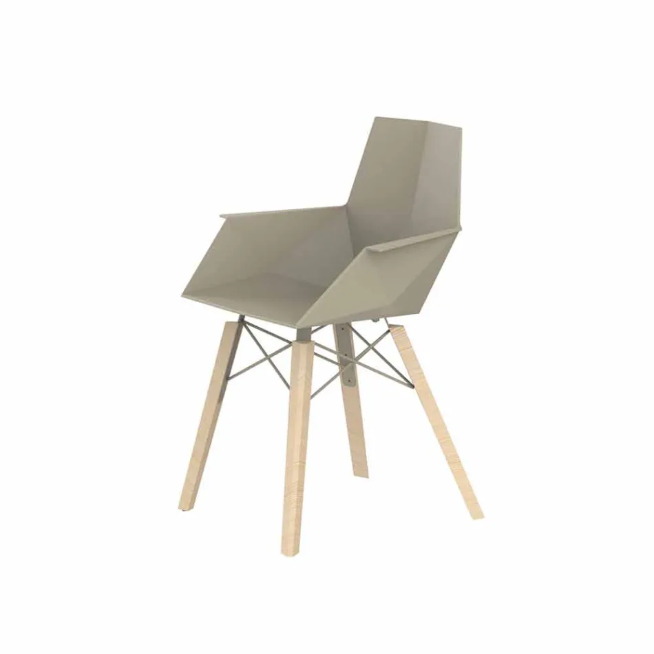 Design woonkamer fauteuil in polypropyleen en hout - Faz Wood van Vondom Viadurini