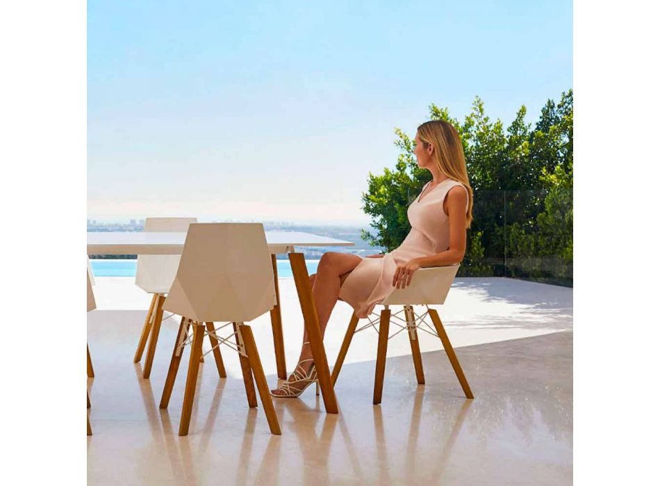 Design woonkamer fauteuil in polypropyleen en hout - Faz Wood van Vondom Viadurini