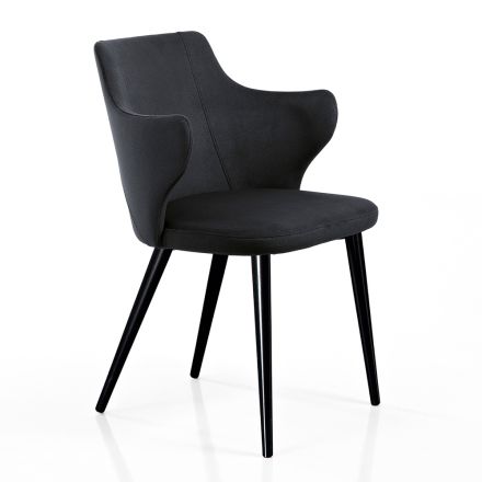 Elegante woonkamerfauteuil in gekleurde stof en zwart metaal - Duchess Viadurini