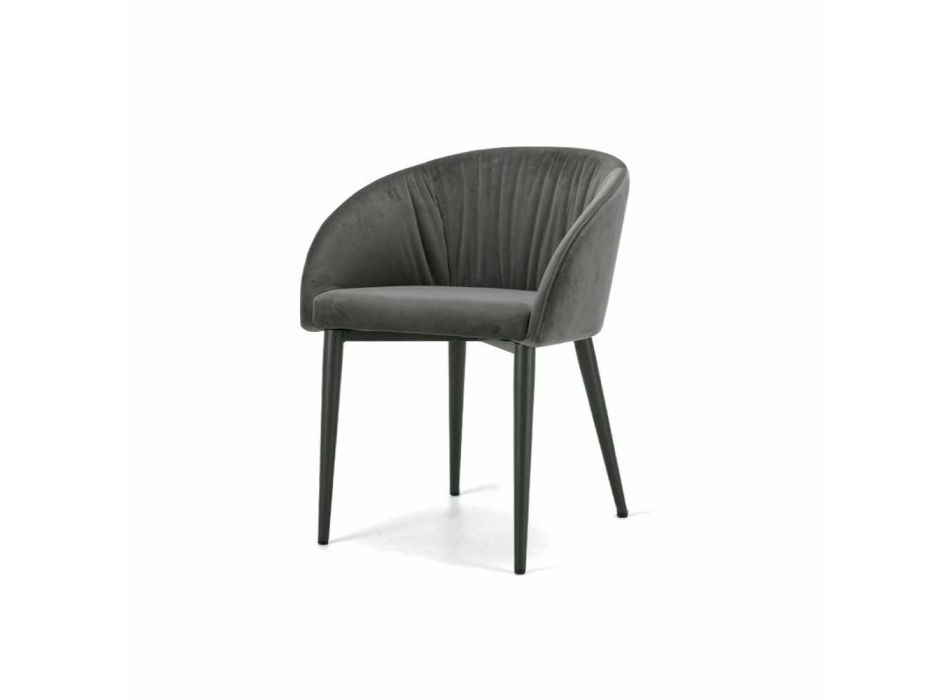 Gestoffeerde fauteuil met onderstel in nerts of grafiet gelakt staal - Tagata Viadurini