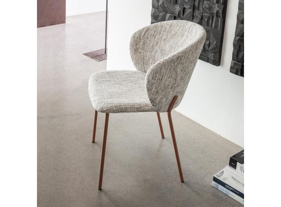 Metalen fauteuil en Neve Cashmere zitting Made in Italy - Ivy Viadurini