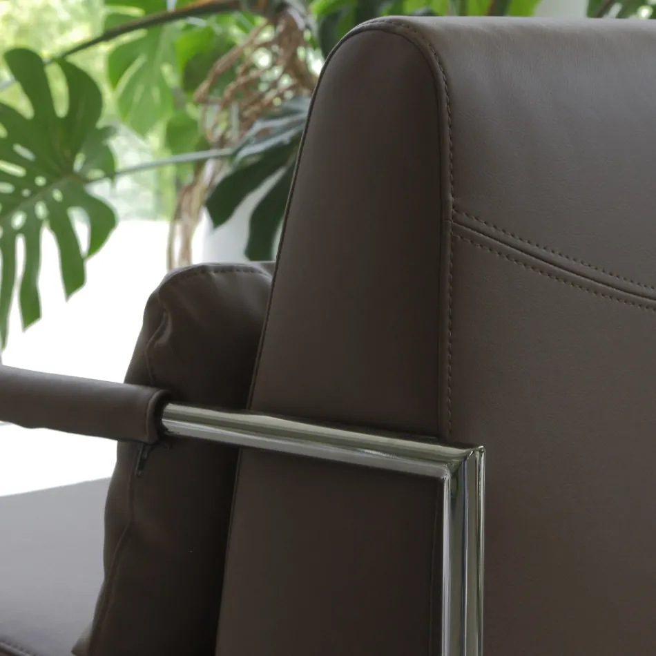 Metalen fauteuil en eco-lederen zitting Made in Italy - Nieuwstaat Viadurini