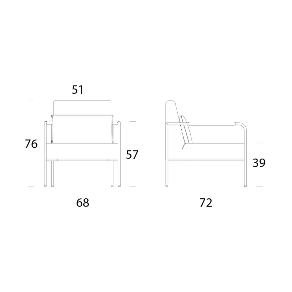 Metalen fauteuil en eco-lederen zitting Made in Italy - Nieuwstaat Viadurini