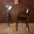 Elmas fauteuil met modern design in hout en metaal 4 stuks