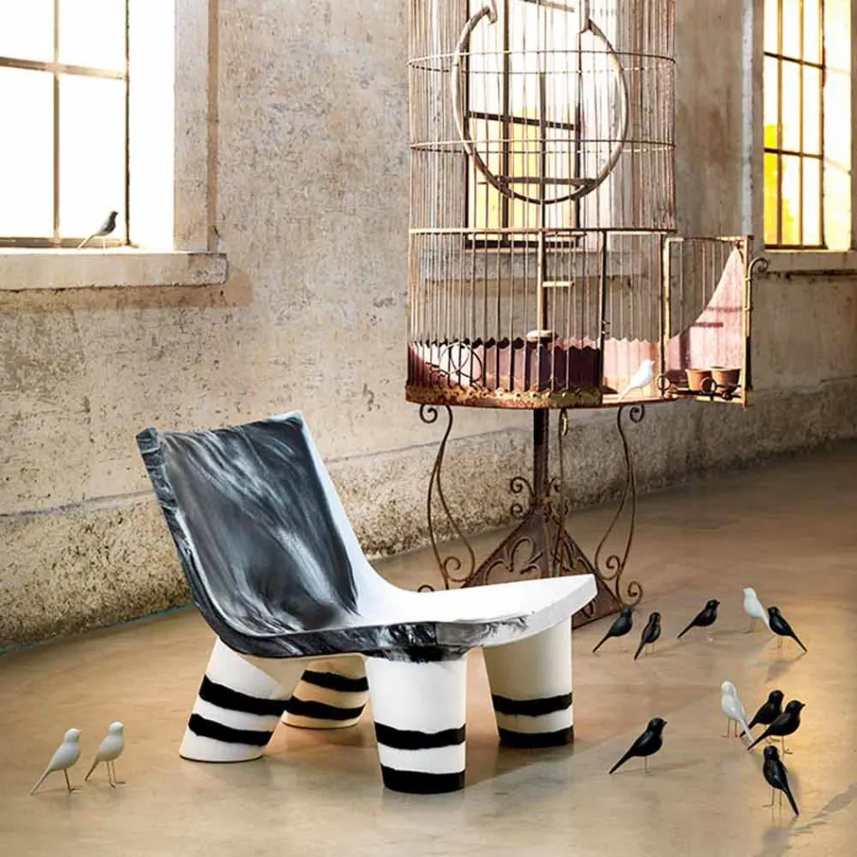 Lounge chair zwart en wit Slide Low Lita Anniversary made Italy Viadurini