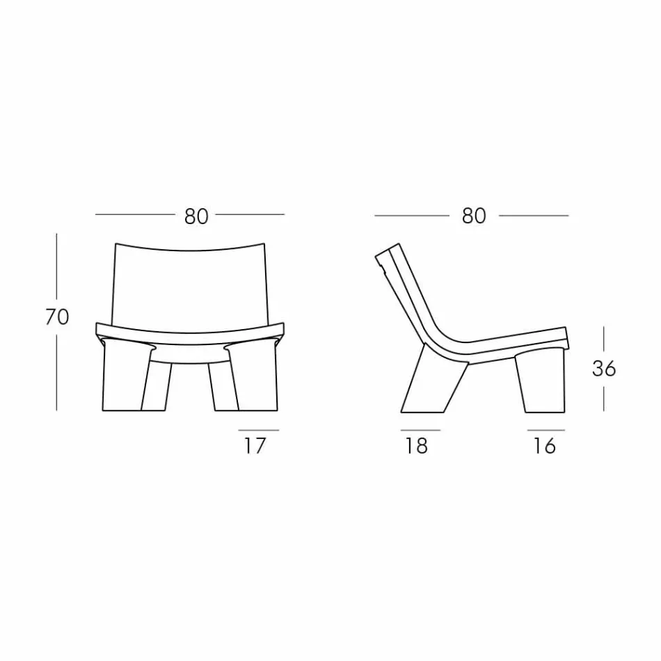 Lounge chair zwart en wit Slide Low Lita Anniversary made Italy Viadurini