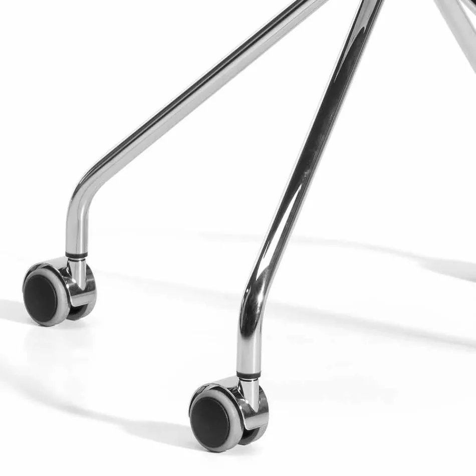 Draaibare bureaufauteuil met wielen en armleuningen Made in Italy - Felix Viadurini
