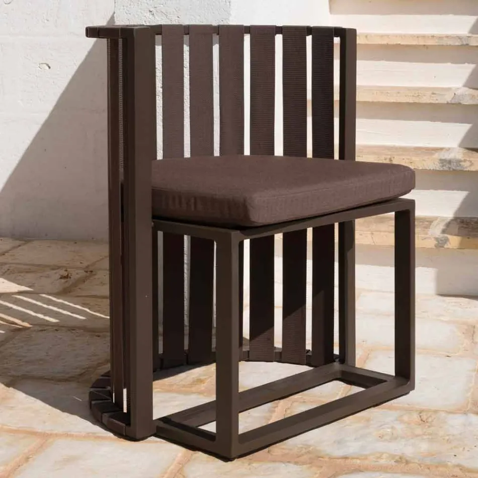 Fauteuil voor buiten dineren in aluminium en luxe designtouwen - Julie Viadurini