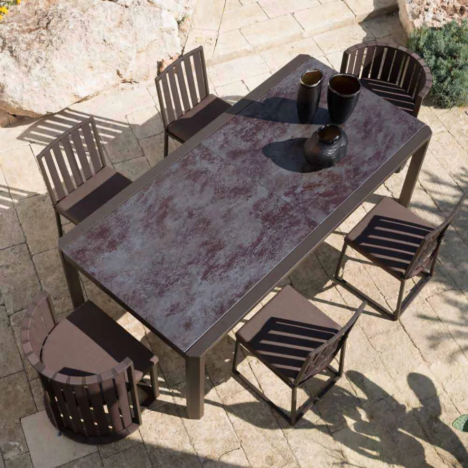 Fauteuil voor buiten dineren in aluminium en luxe designtouwen - Julie Viadurini