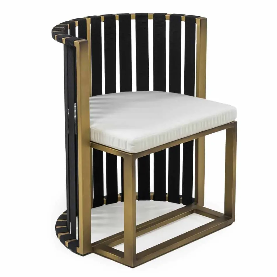 Fauteuil voor buiten dineren in aluminium en luxe designtouwen - Julie Viadurini