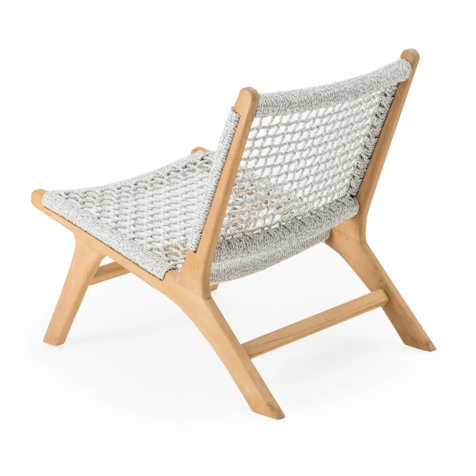 Outdoor Relax-fauteuil in teak en touwgeweven - Arjuna Viadurini
