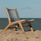 Outdoor Relax-fauteuil in teak en touwgeweven - Arjuna Viadurini