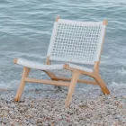 Outdoor Relax-fauteuil in teak en touwgeweven - Arjuna Viadurini