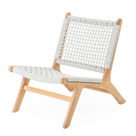 Outdoor Relax-fauteuil in teak en touwgeweven - Arjuna Viadurini