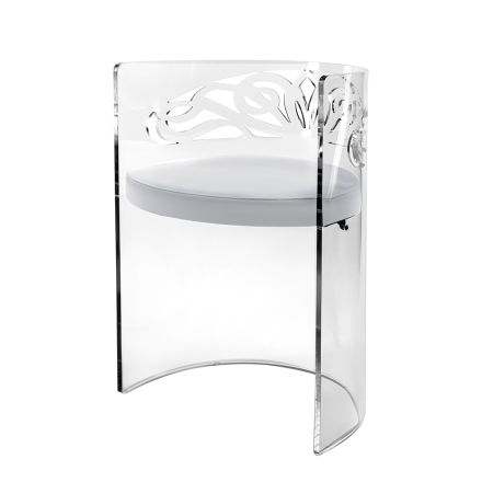 Transparante plexiglas fauteuil met gestoffeerde zitting, gemaakt in Italië - Caelia Viadurini