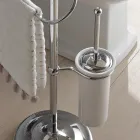 Vloerhanddoekhouder met vintage messing en keramiek zeepbakje - Rouen Viadurini