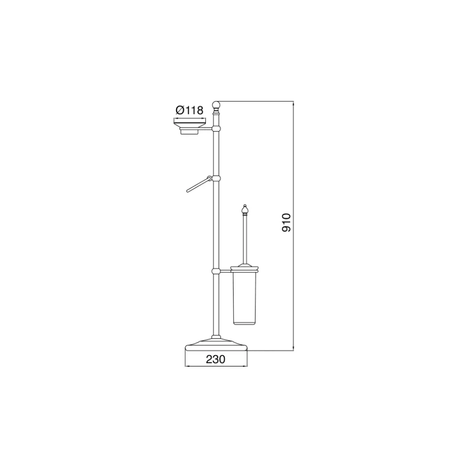 Vloerhanddoekhouder met vintage messing en keramiek zeepbakje - Rouen Viadurini