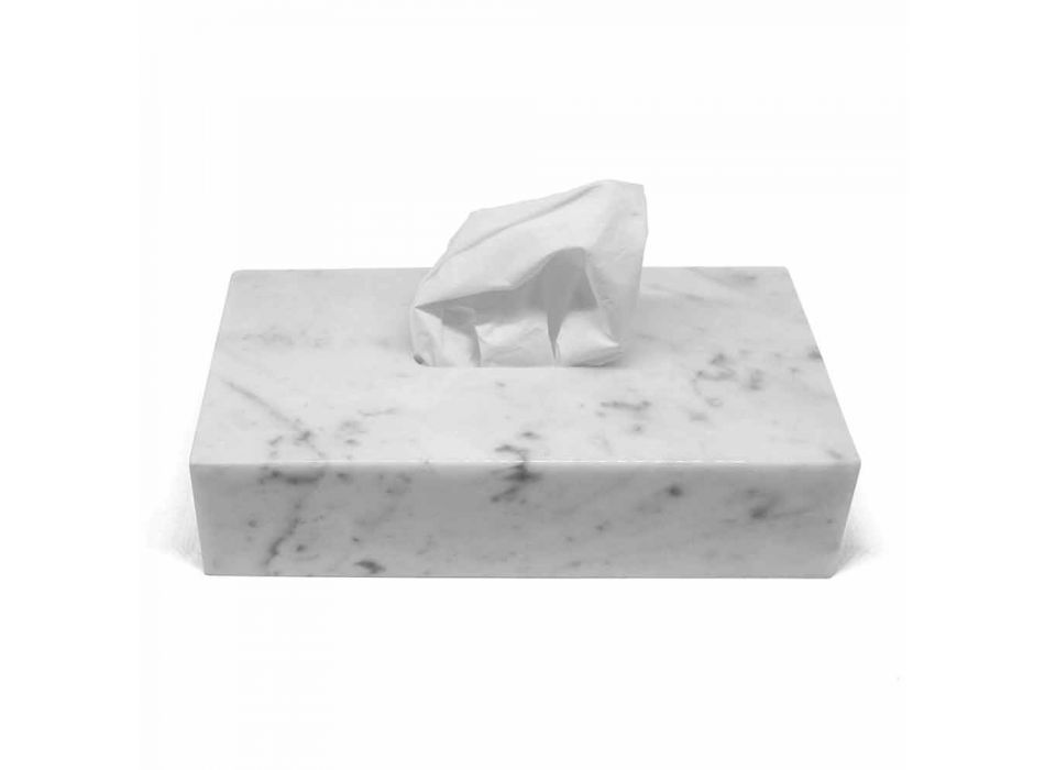 Moderne zakdoekhouder in wit Carrara-marmer gemaakt in Italië - Rafa Viadurini