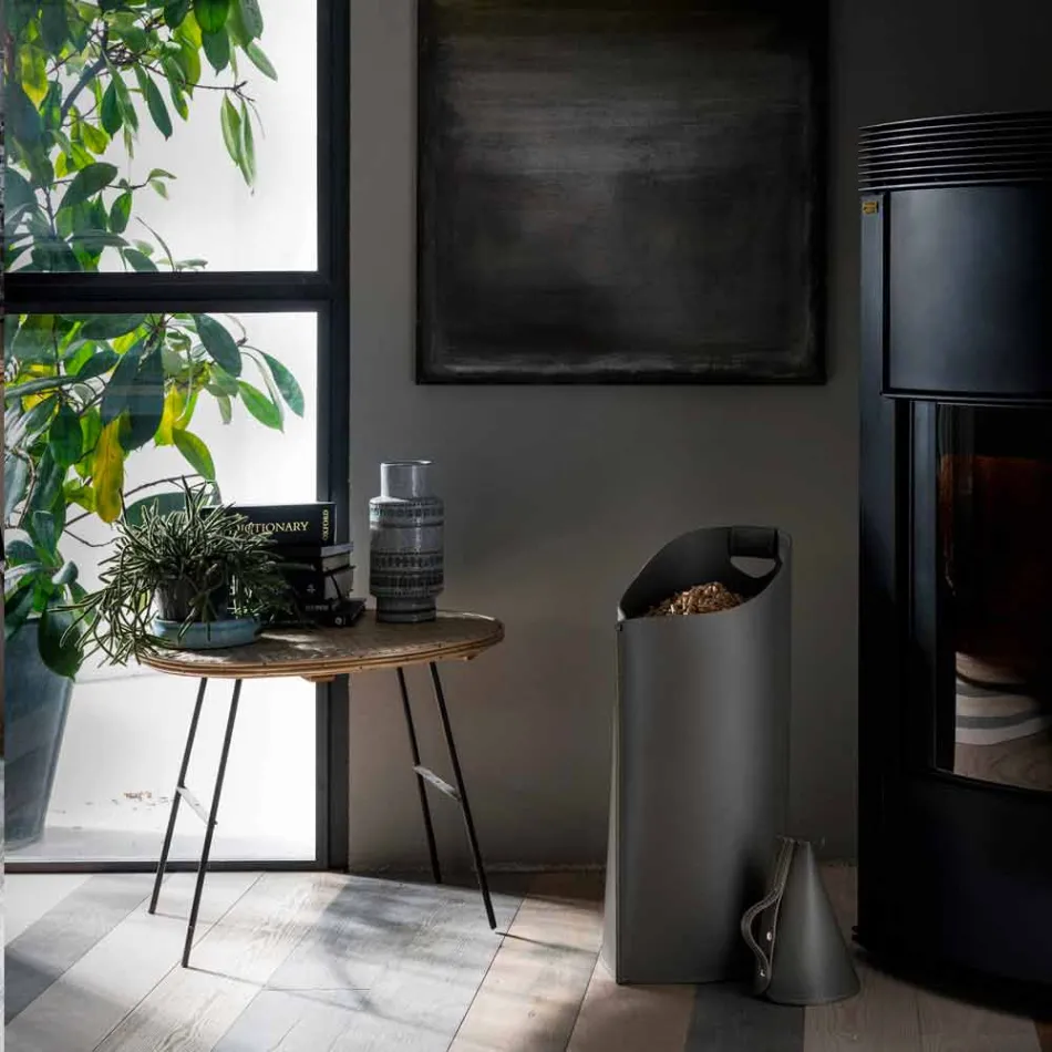 Pellethouder met interne sessir in zwart leer van Sapir-ontwerp Viadurini