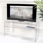 TV-standaard voor de woonkamer in transparant plexiglas Made in Italy - Giuliette Viadurini
