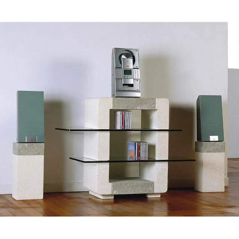 Hi-fi TV-standaard van steen en kristallen met een modern Xeni-design Viadurini
