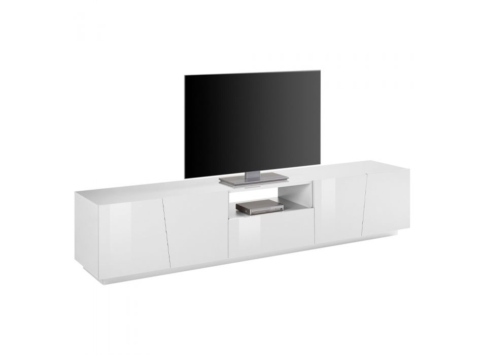 TV-meubel in woonkamer met 4 deuren 1 lade en open houten compartiment - Joris Viadurini