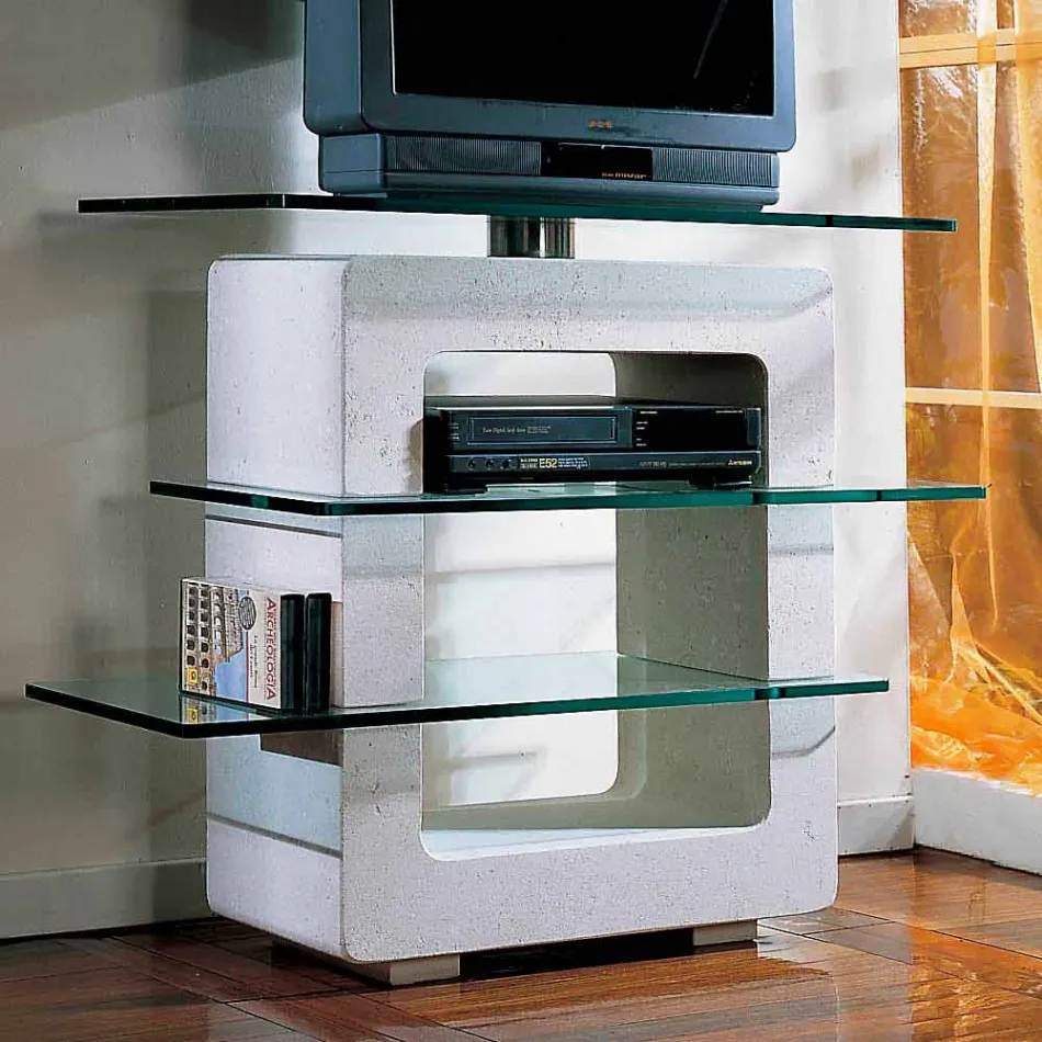 Modulaire tv-standaard in steen en kristal van modern design Agnes Viadurini