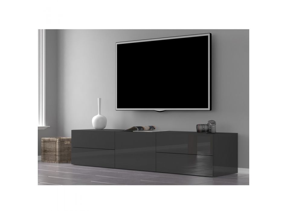 Tv-meubel Woonkamer Wit Hout of Glanzend Antraciet Design 2 Maten - Yolanda Viadurini