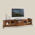 Klassieke houten tv-meubel met glazen deuren Made in Italy - Richard