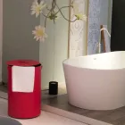 Cilindrische wasmand in geregenereerde handgemaakte lederen Roby Viadurini