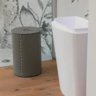 Cilindrische wasmand in geregenereerde handgemaakte lederen Roby Viadurini