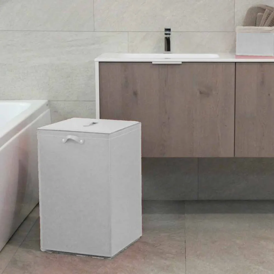 Wasmand op een vierkante basis Leather David, gemaakt in Italië Viadurini