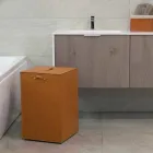 Wasmand op een vierkante basis Leather David, gemaakt in Italië Viadurini